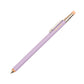 Lavender pencil with gold accents on a white background