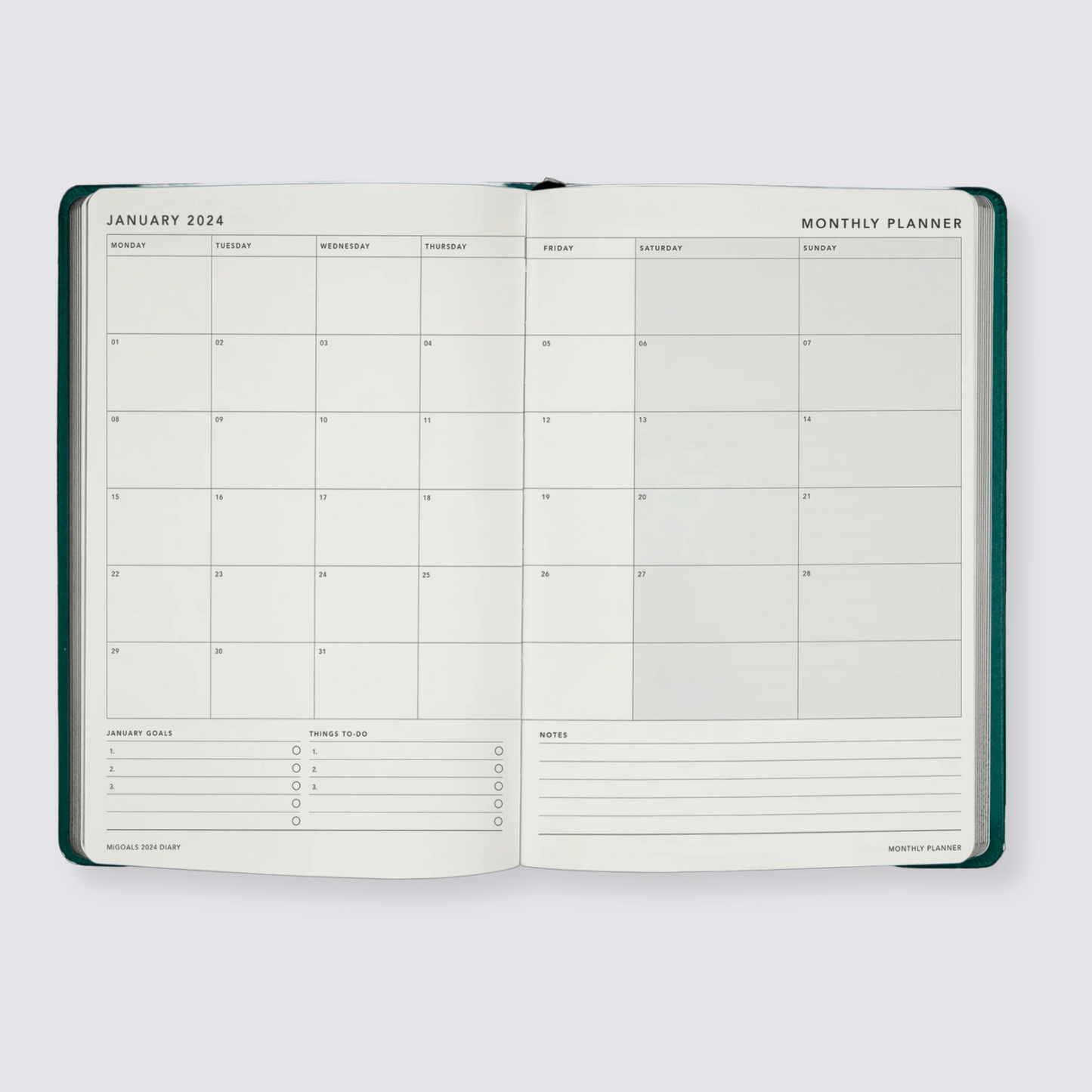 Month at a glance diary pages 2024