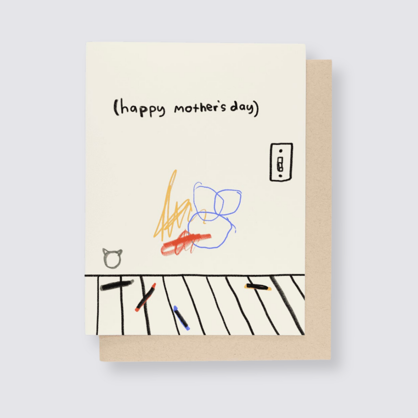 happy mothers day crayons drawing card