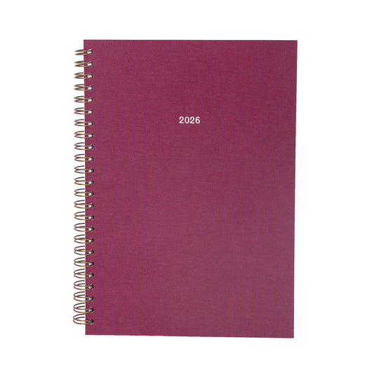 2026 Wirebound Weekly Diary - Mulberry Red