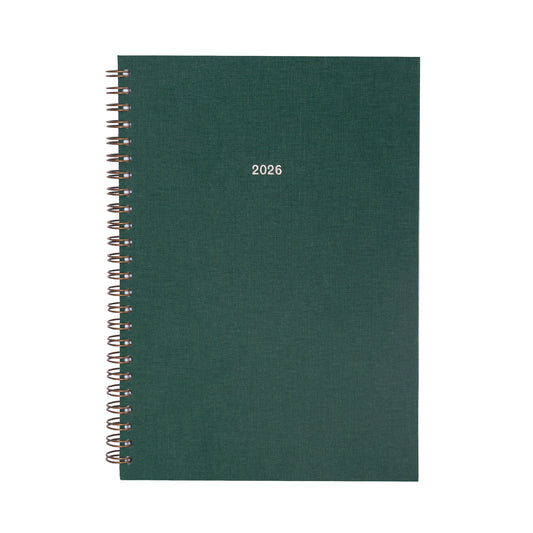2026 Wirebound Weekly Diary - Bottle Green