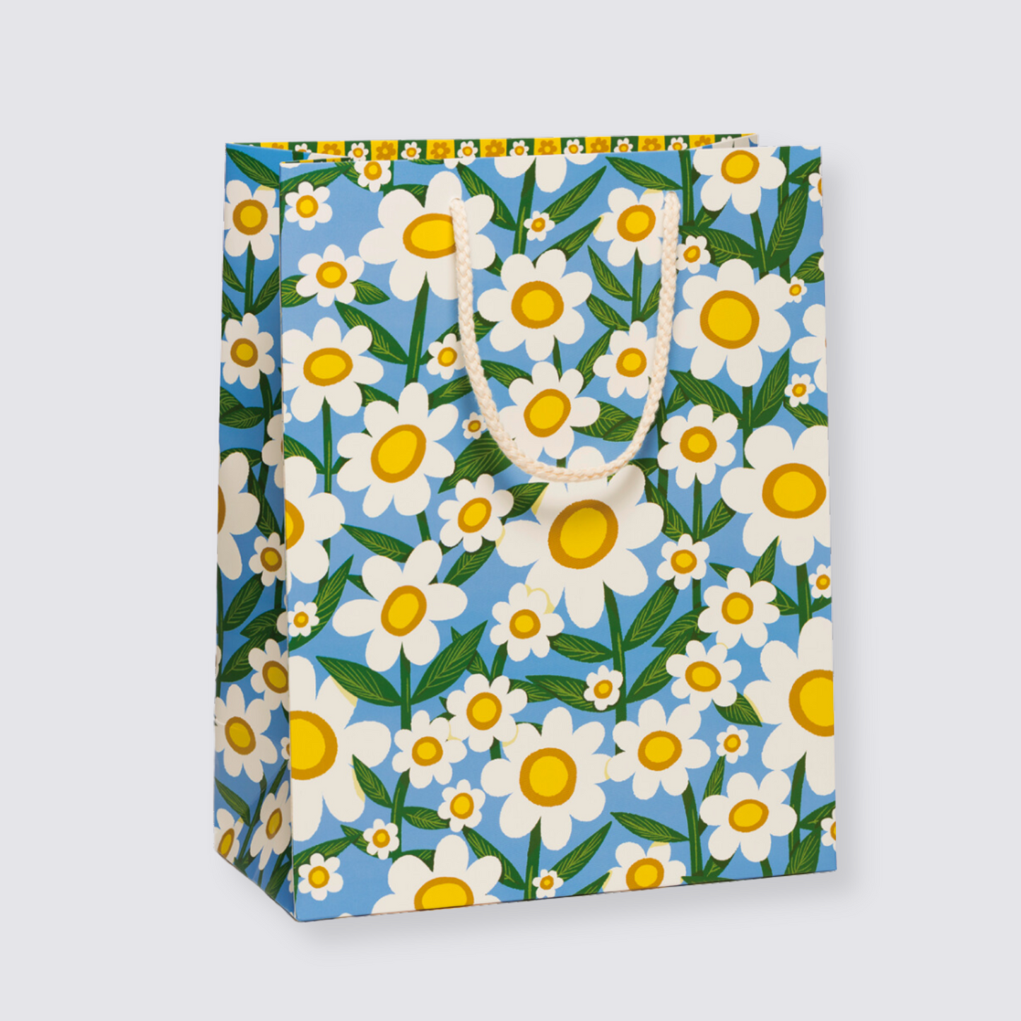 Large gift bag with seventies daisy print