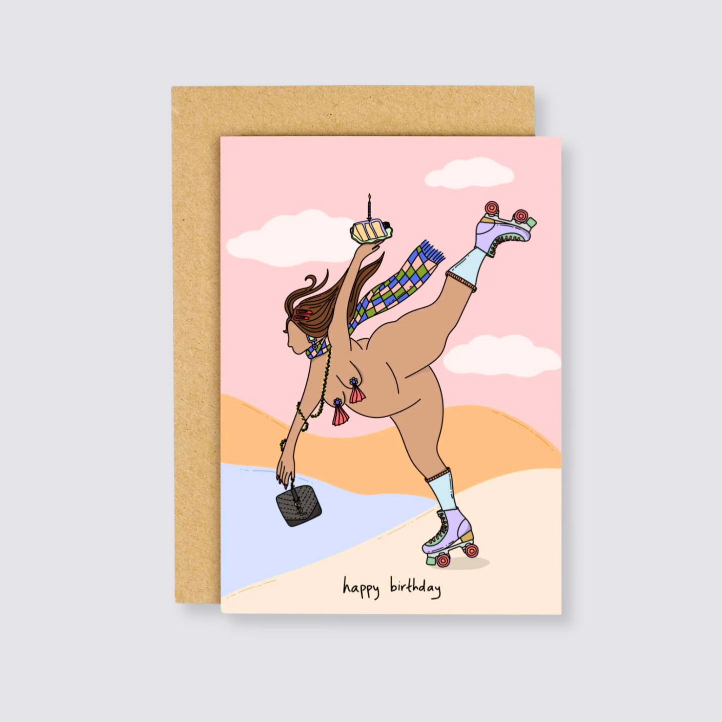 skater girl birthday card