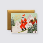 Christmas card skiing santa