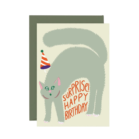 Surprise! Happy Birthday Cat Card