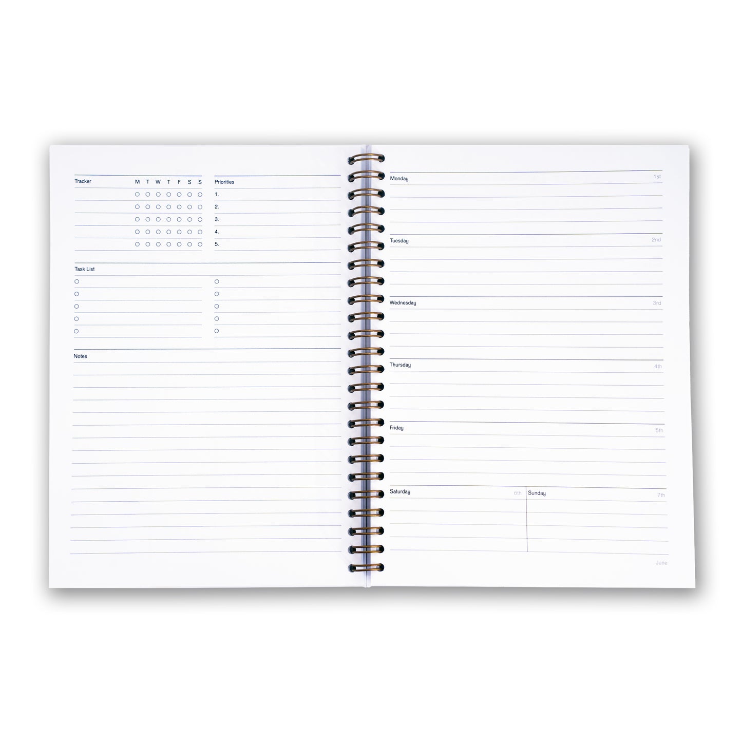 inside details of a 2026 notebook planner. weekly layout