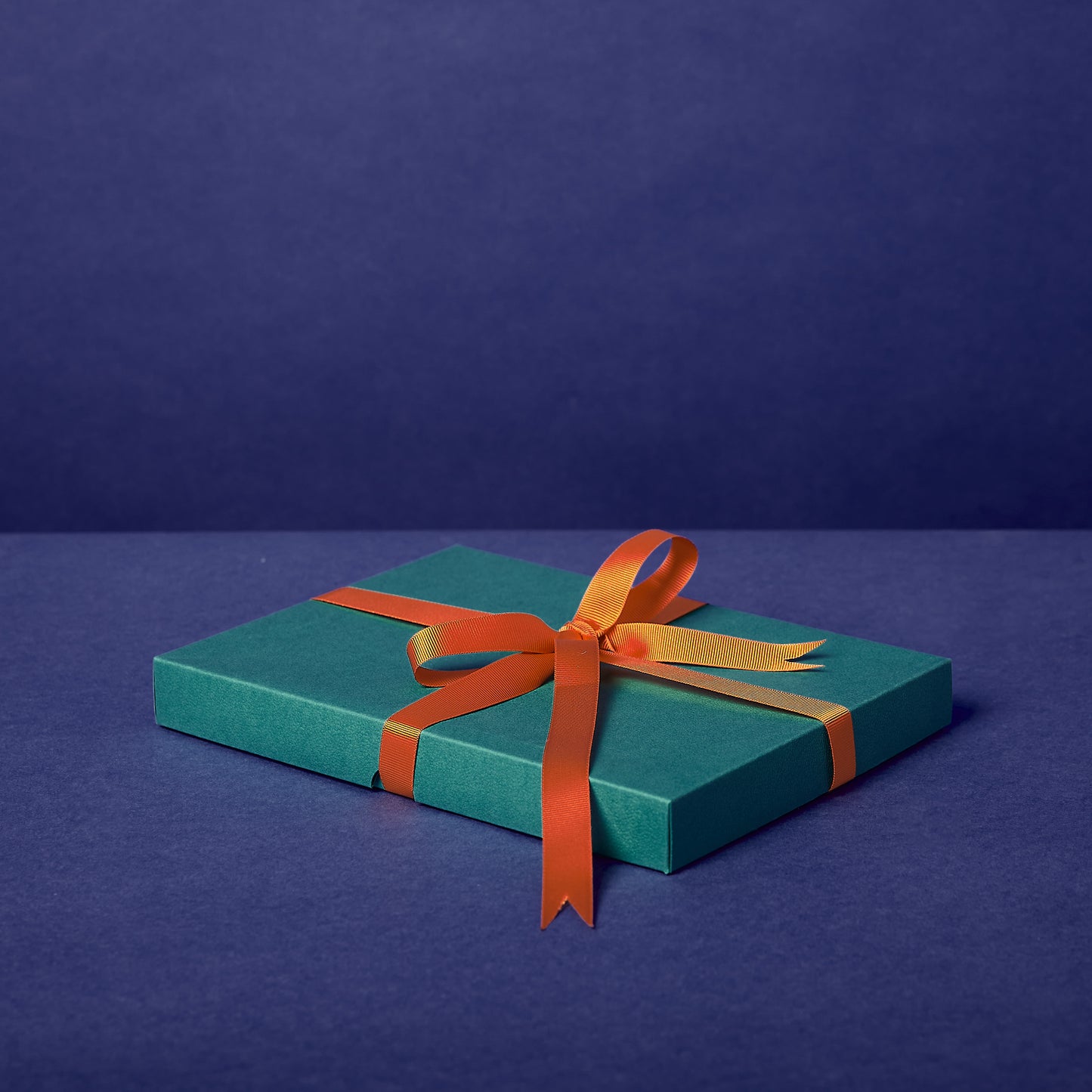Small Gift Box - Teal with orange ribbon