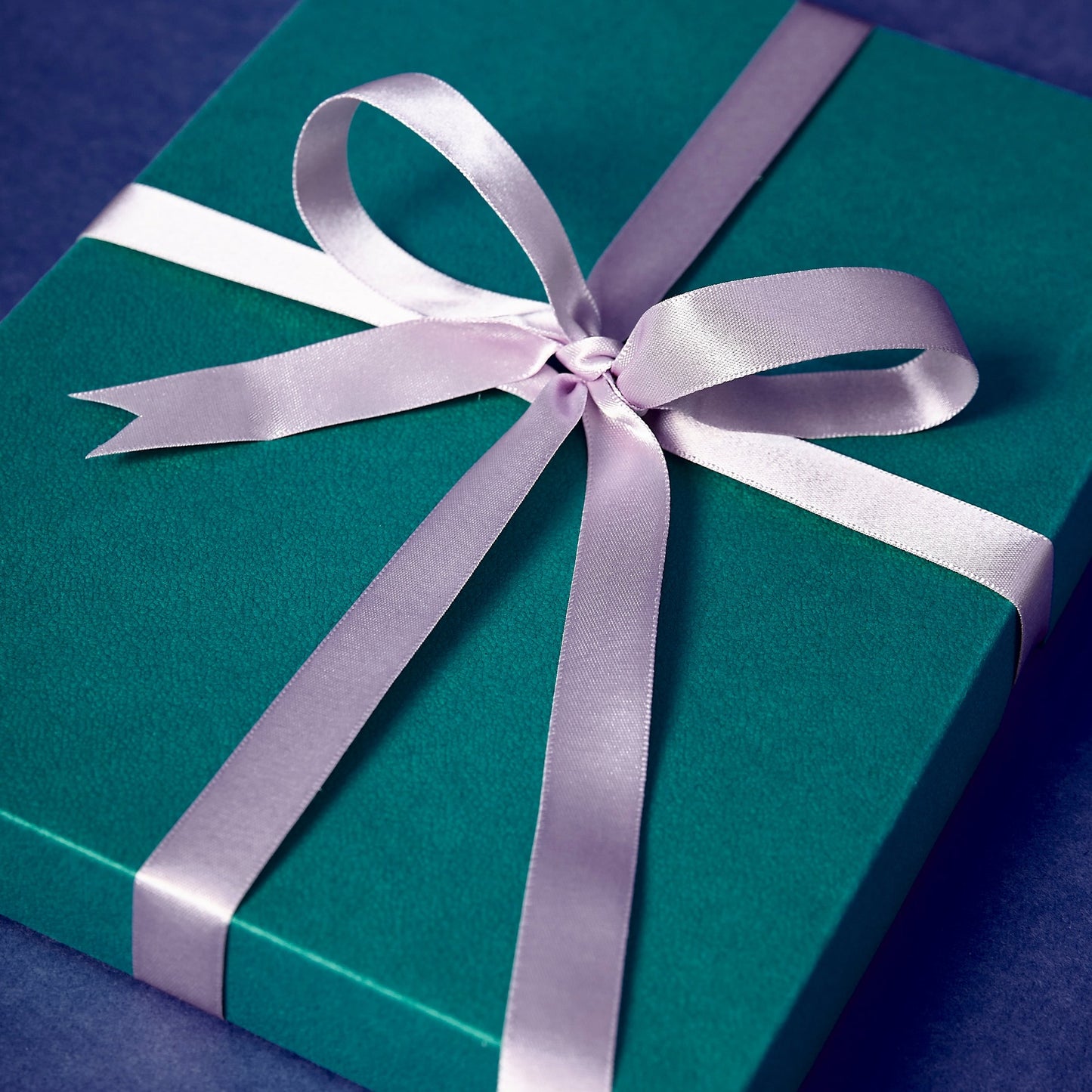 Small Gift Box - Teal with lavender ribbon