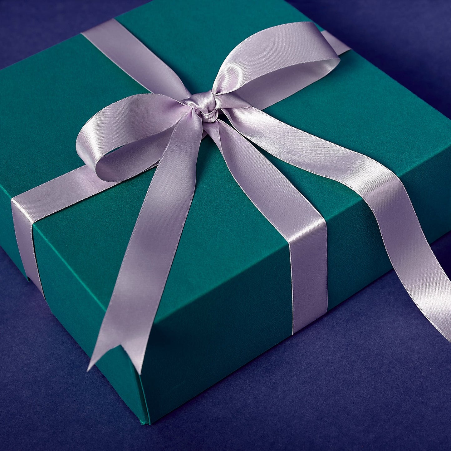Large Gift Box - Teal with lavender ribbon
