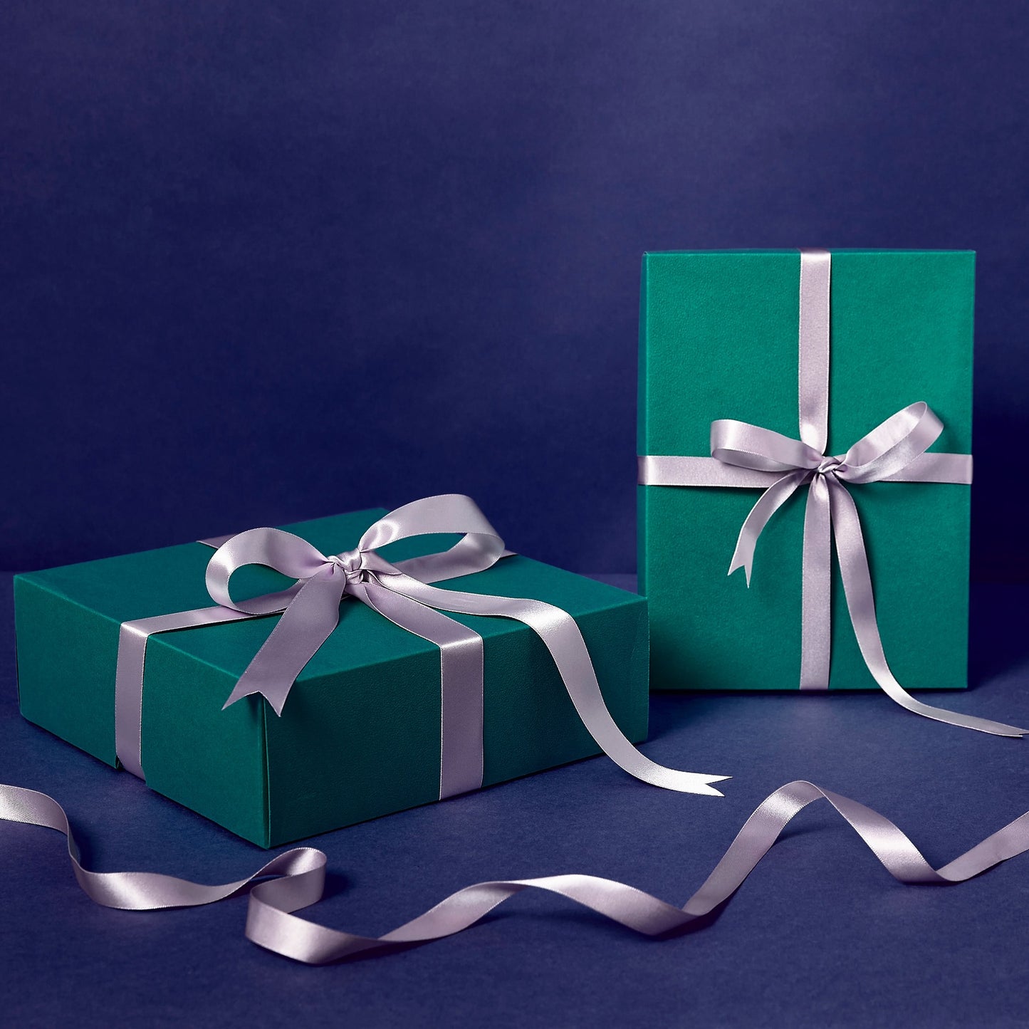 Small Gift Box - Teal with lavender ribbon