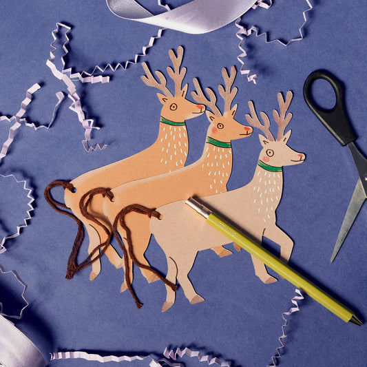 Reindeer Gift Tag - Kraft