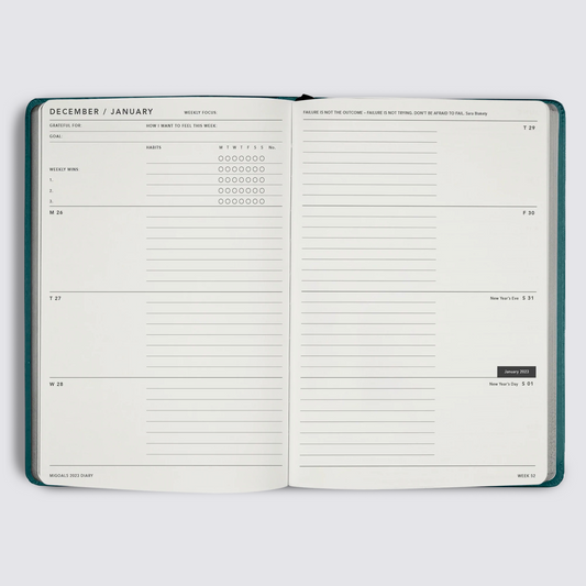 2023 Weekly Spread Diary - Black