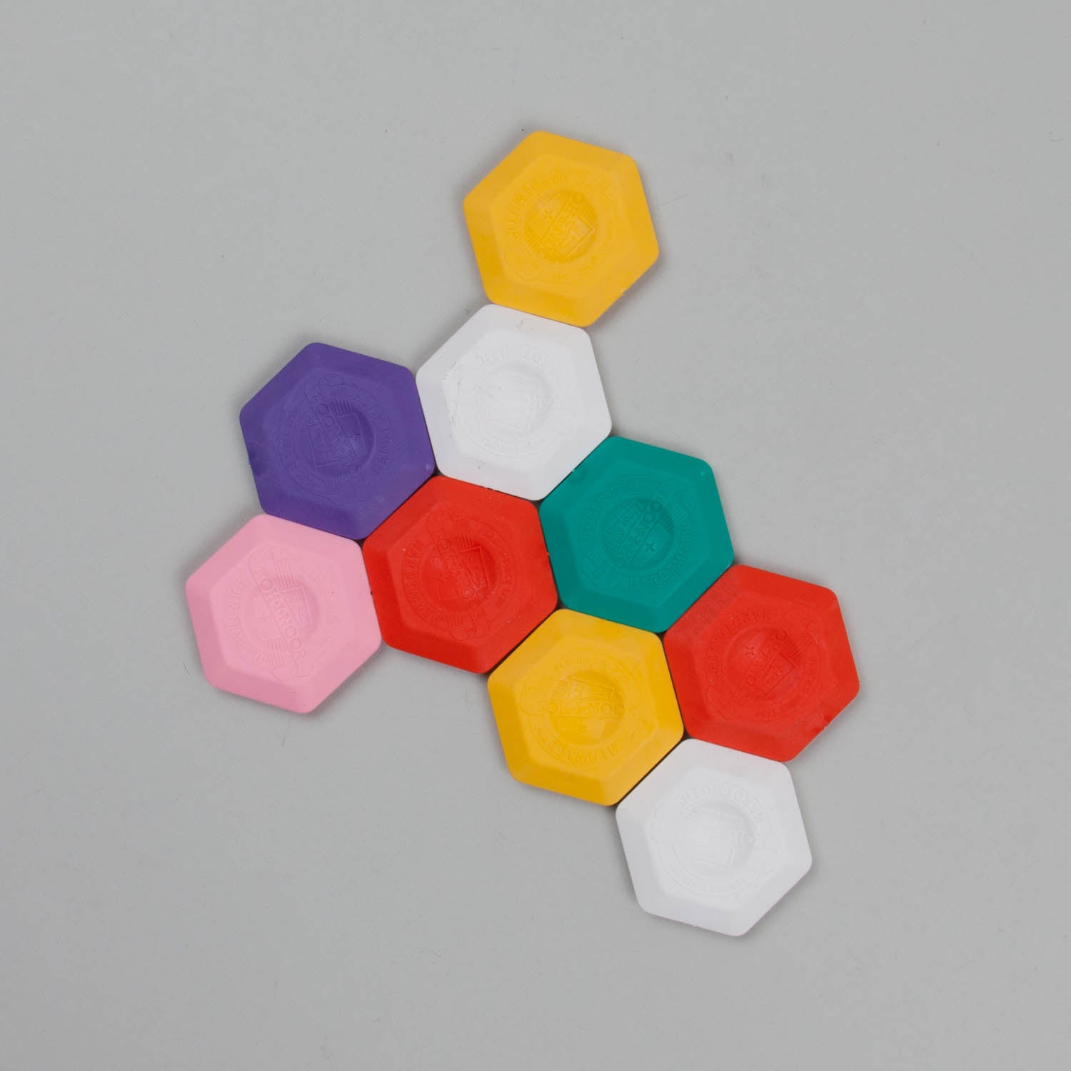 Hex Erasers in multiple Colours