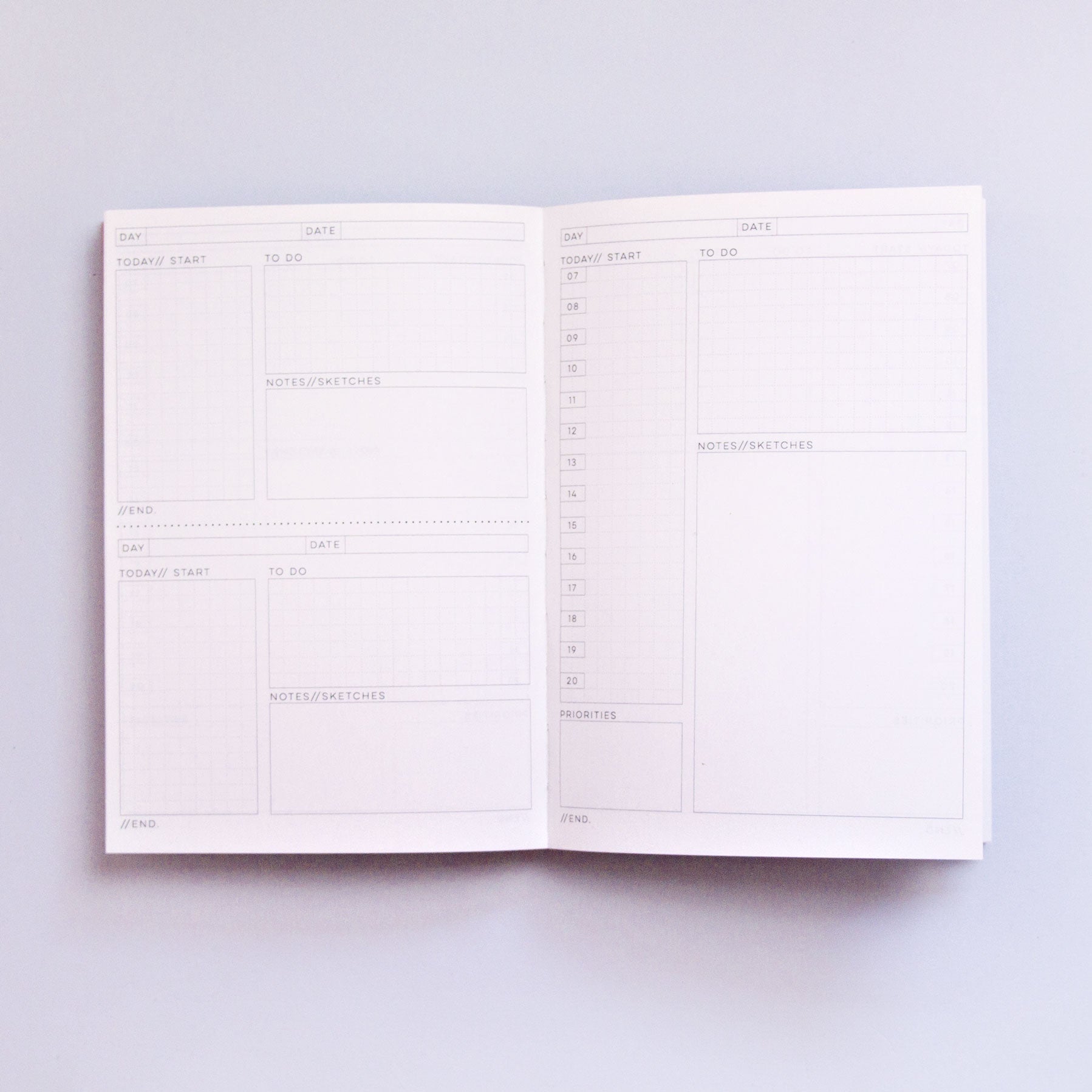 Undated planner daily spread