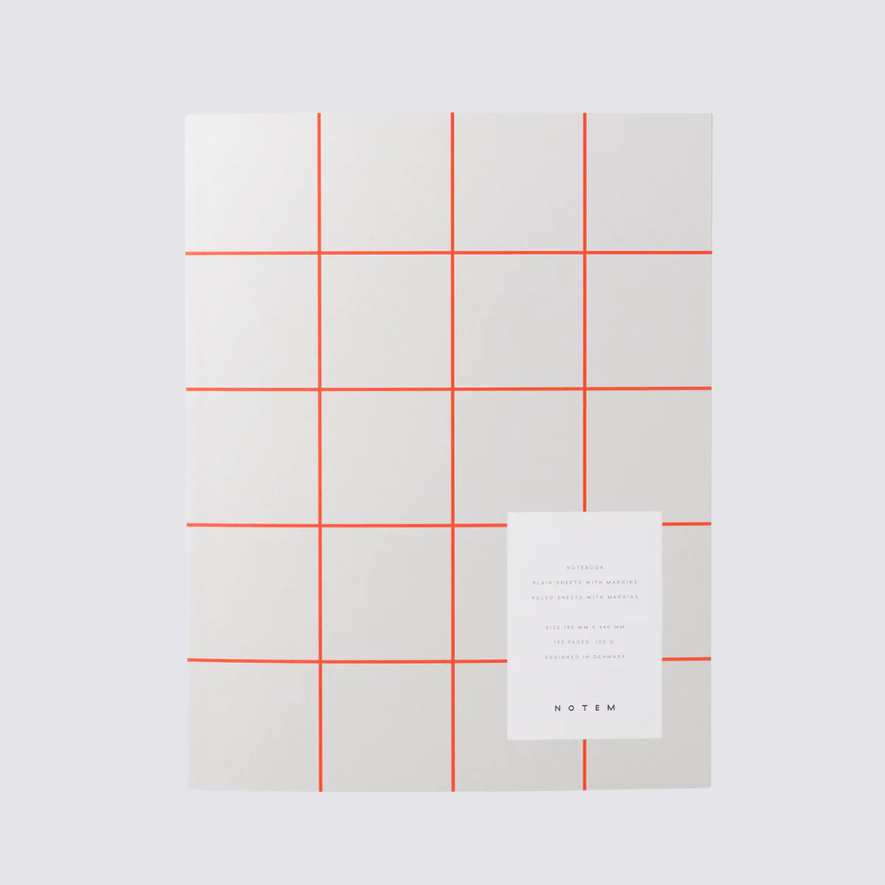 Grey and Orange Grid Notebook