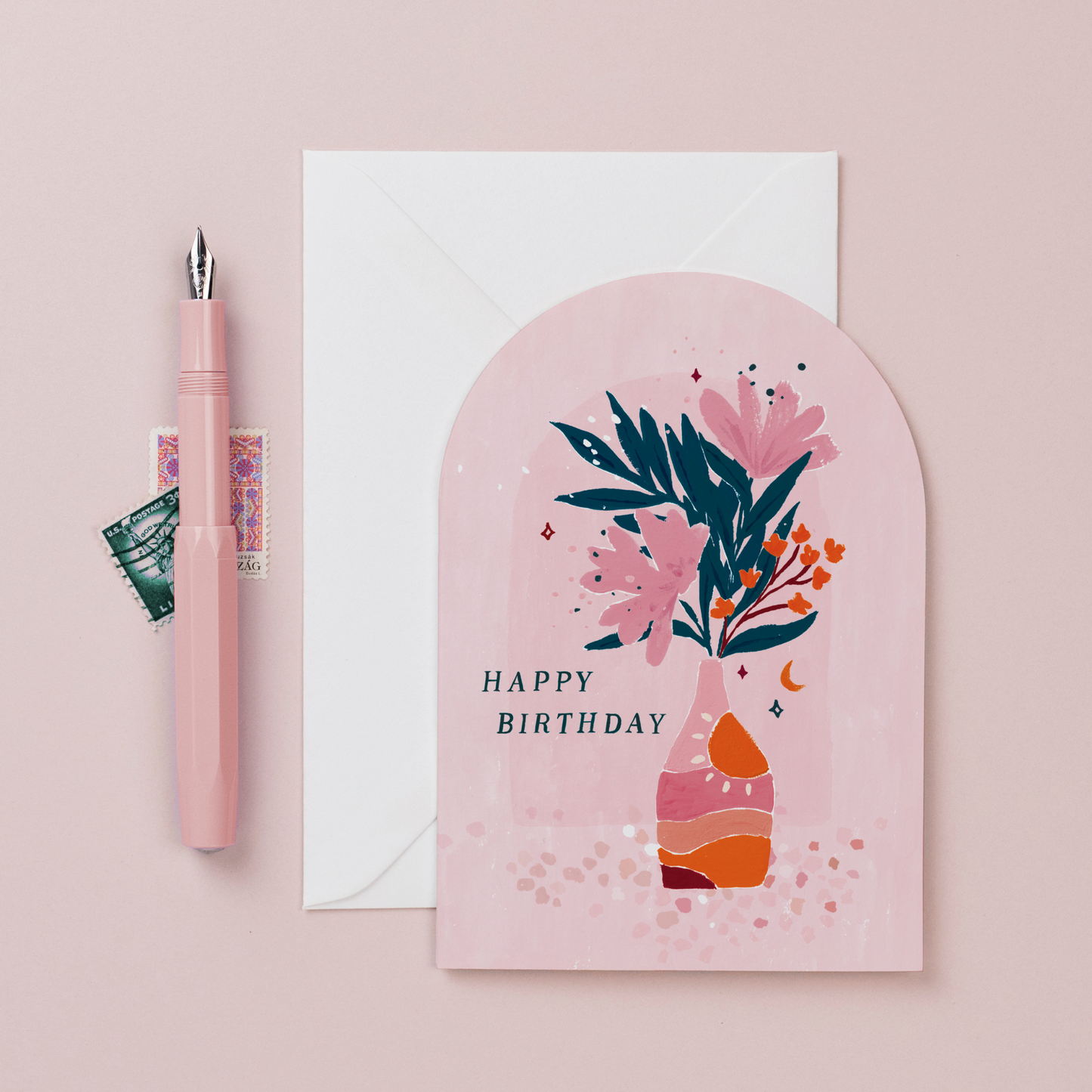 Vase Illustrated Birthday Card
