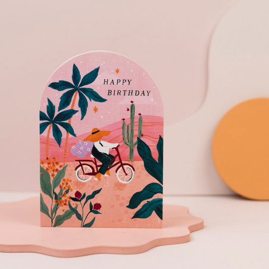 Sunset Bike Illustrated Birthday Card