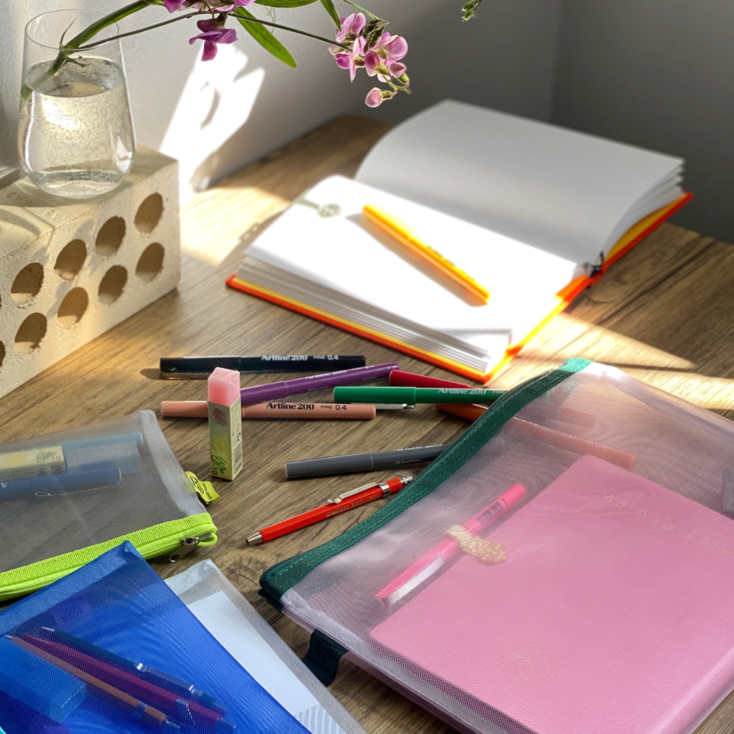 stationery desk pencil cases