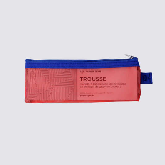 red and blue mesh pencil case
