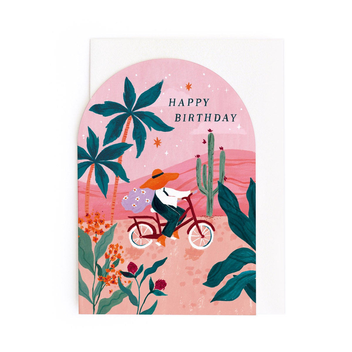 Sunset Bike Illustrated Birthday Card