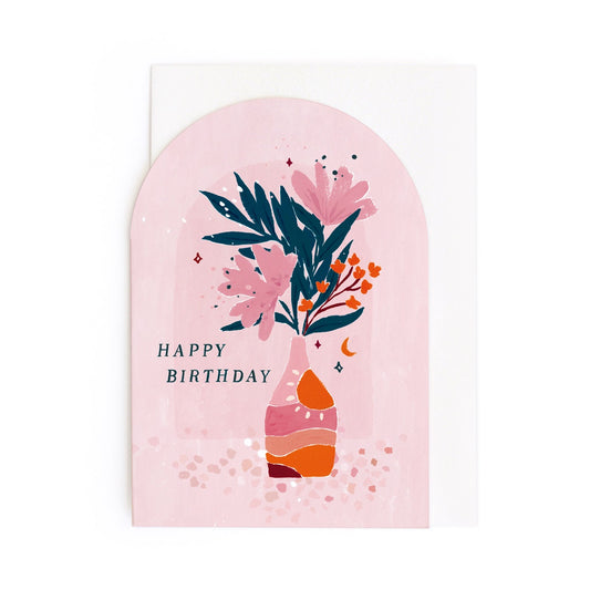 Vase Illustrated Birthday Card