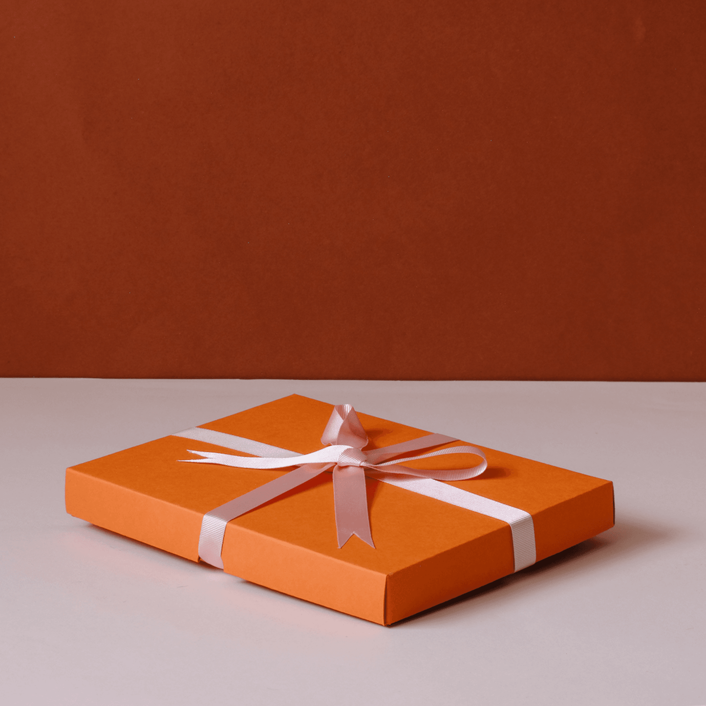 Small Gift Box - Orange with pink ribbon