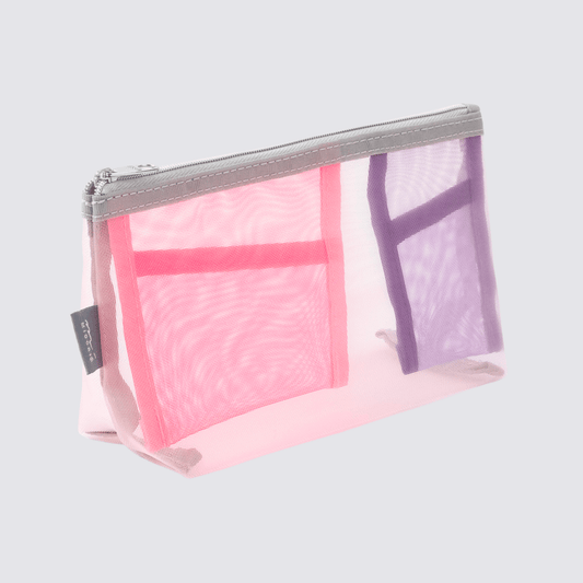 Mesh Pouch Pencil Case with Gusset  - Pink