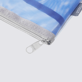 Mesh Pouch Pencil Case with Gusset - Light Blue