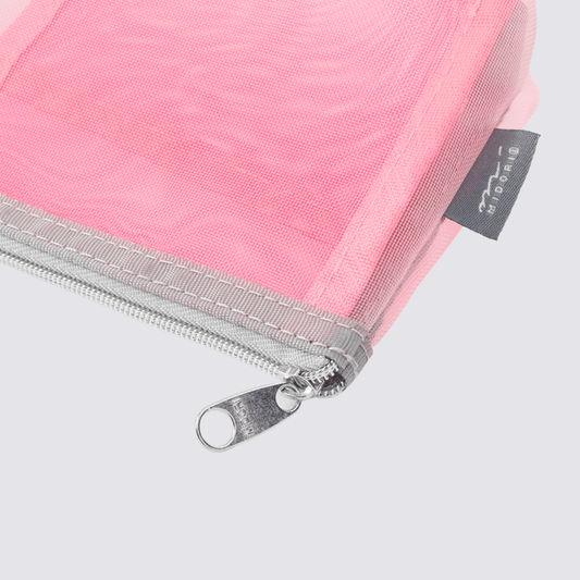 Mesh Pouch Pencil Case with Gusset  - Pink