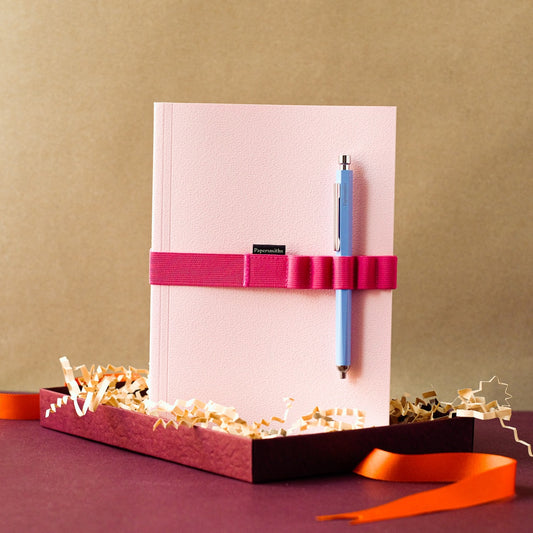 Cowrie Notebook, Pen and Band Trio - Primo Gel Pen / Plain Paper