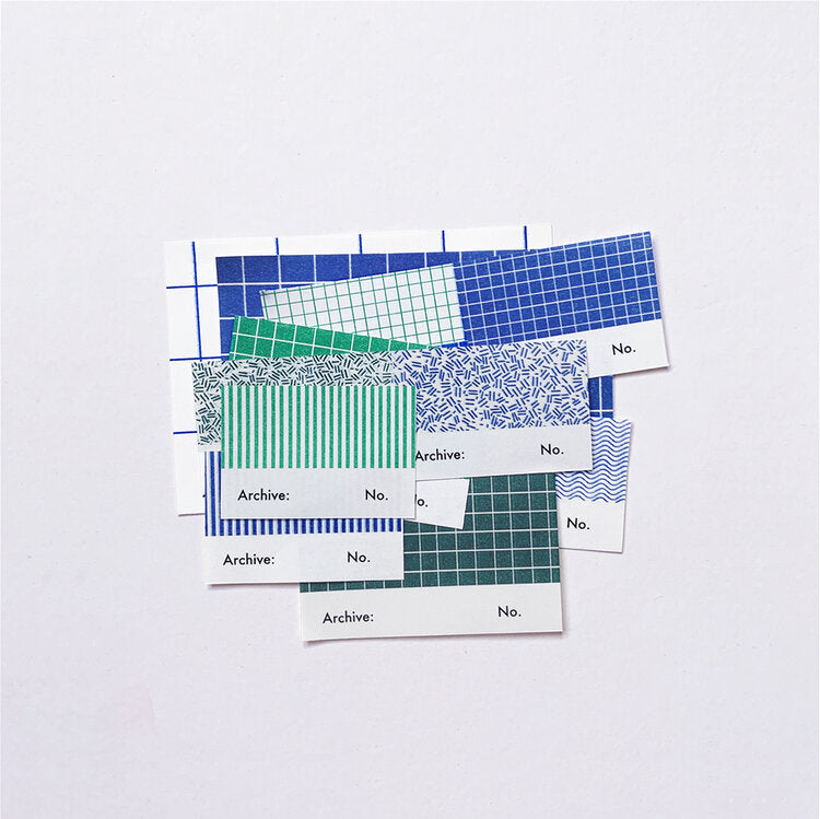Archive Gummed Labels - Blue & Green
