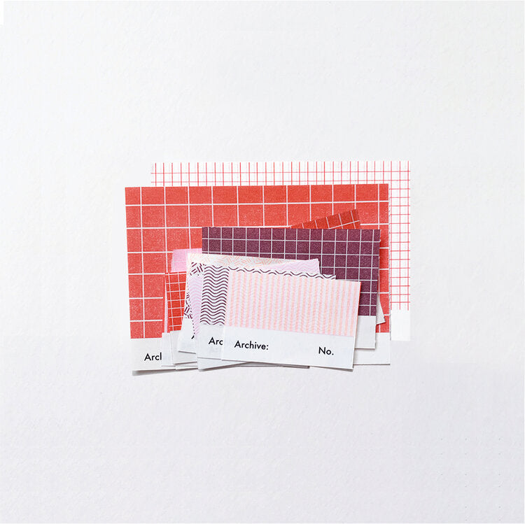 Archive Gummed Labels - Red & Pink
