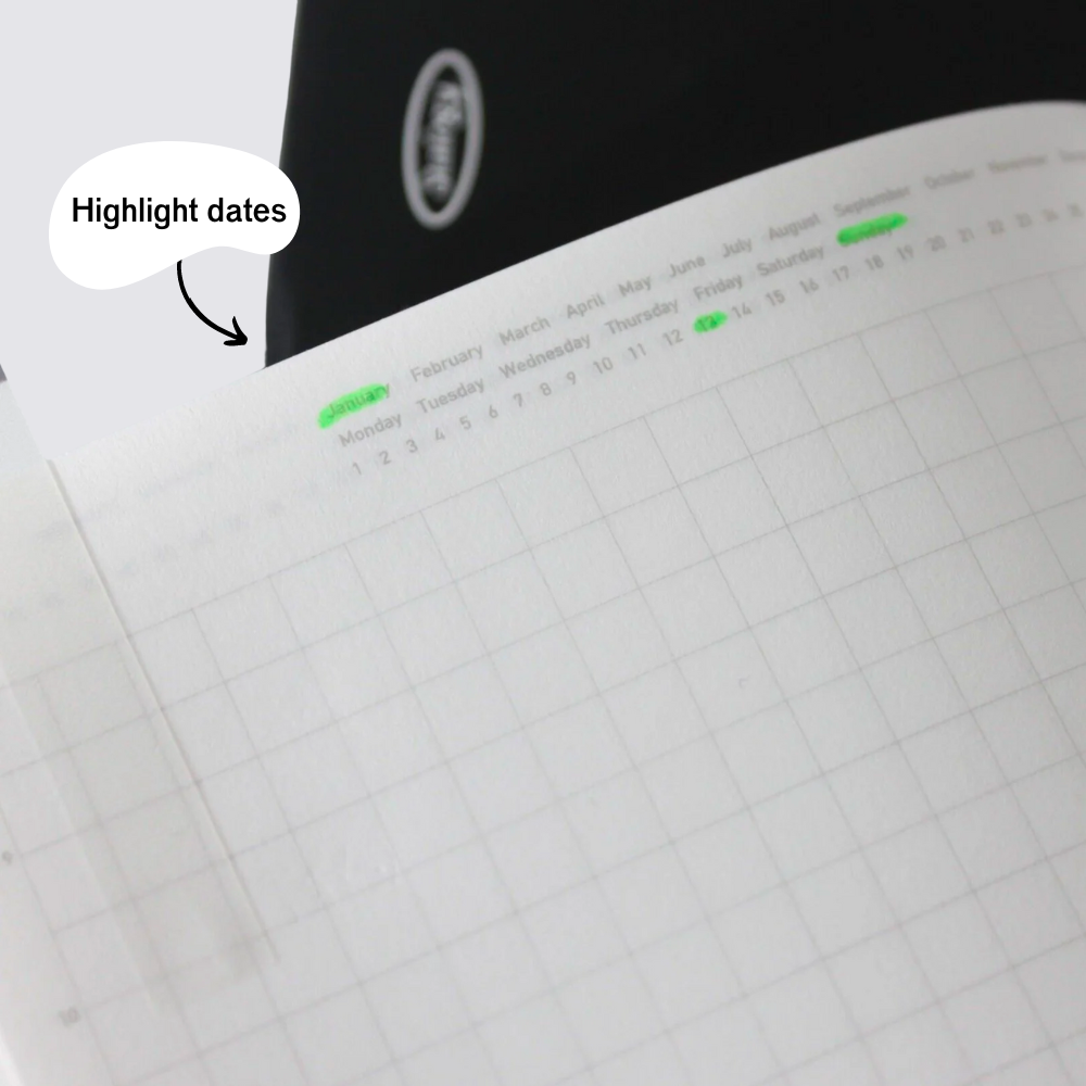 365 Days Graph Notebook - A6 / Black