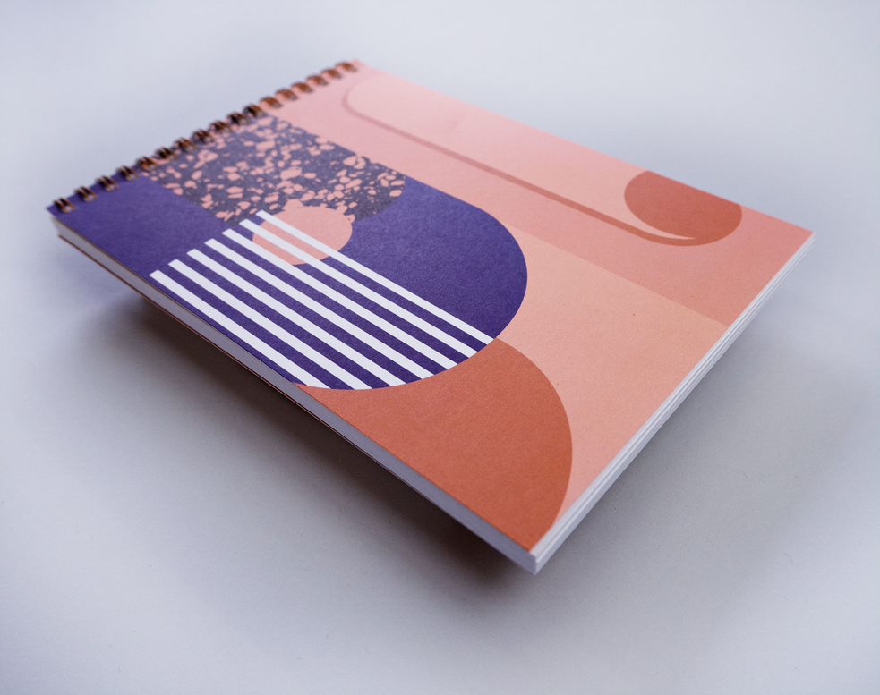 Spiral Notebook A5 in Vertigo Print